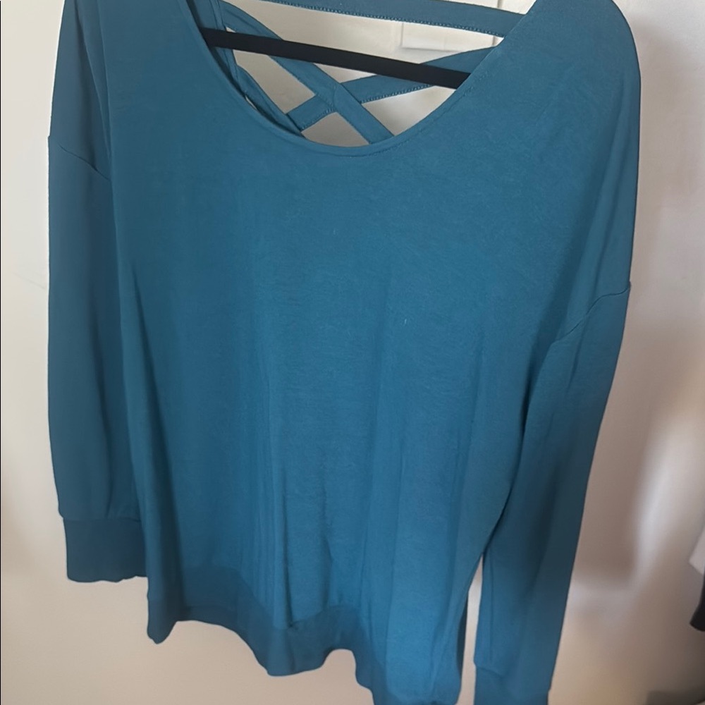 Blue Backless Blouse with Stylish Crisscross Design